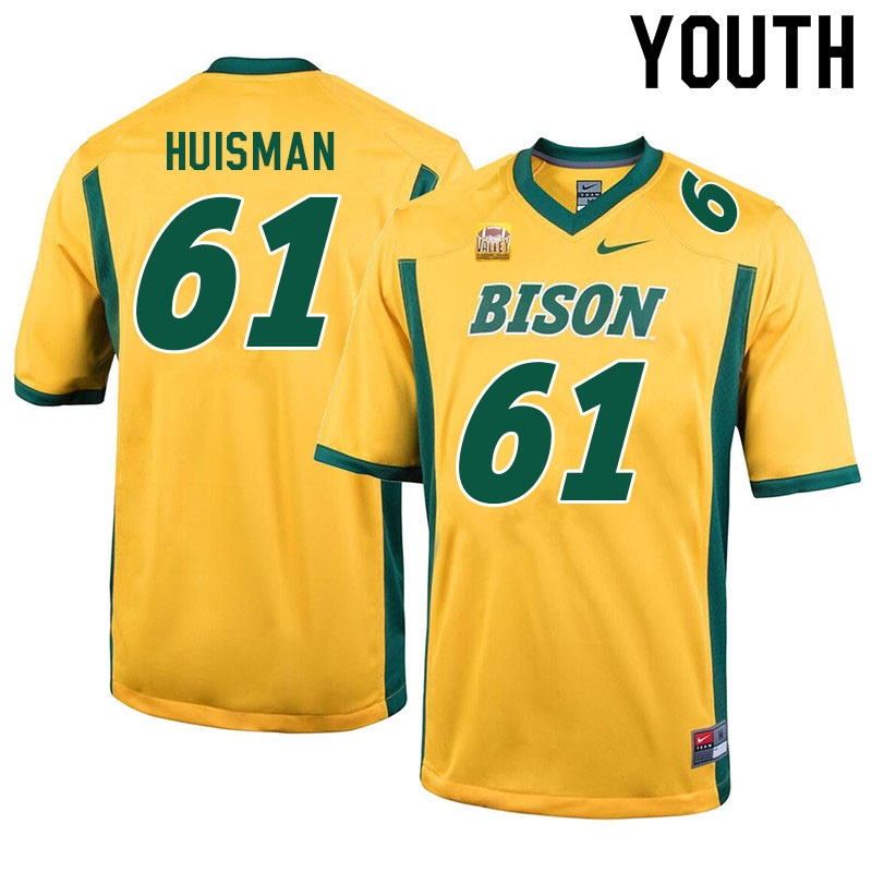 Youth #61 Kody Huisman North Dakota State Bison College Football Jerseys Sale-Yellow - Click Image to Close